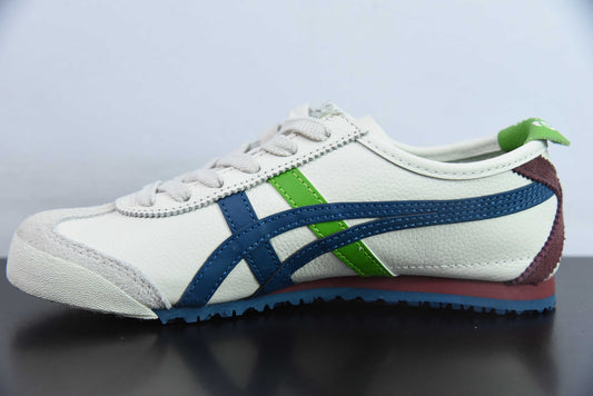 Tênis Couro Vintage Listrado Cinza e Branco