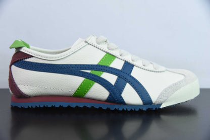 Tênis Couro Vintage Listrado Cinza e Branco