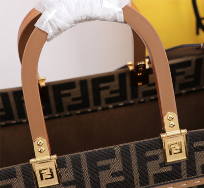 Bolsa Tote Jacquard Padrão Letras F Espelhadas