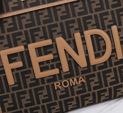 Bolsa Tote Jacquard Padrão Letras F Espelhadas