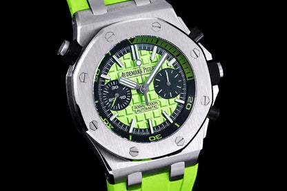 Relógio Cronógrafo Esportivo Mostrador Verde Pulseira Metálica