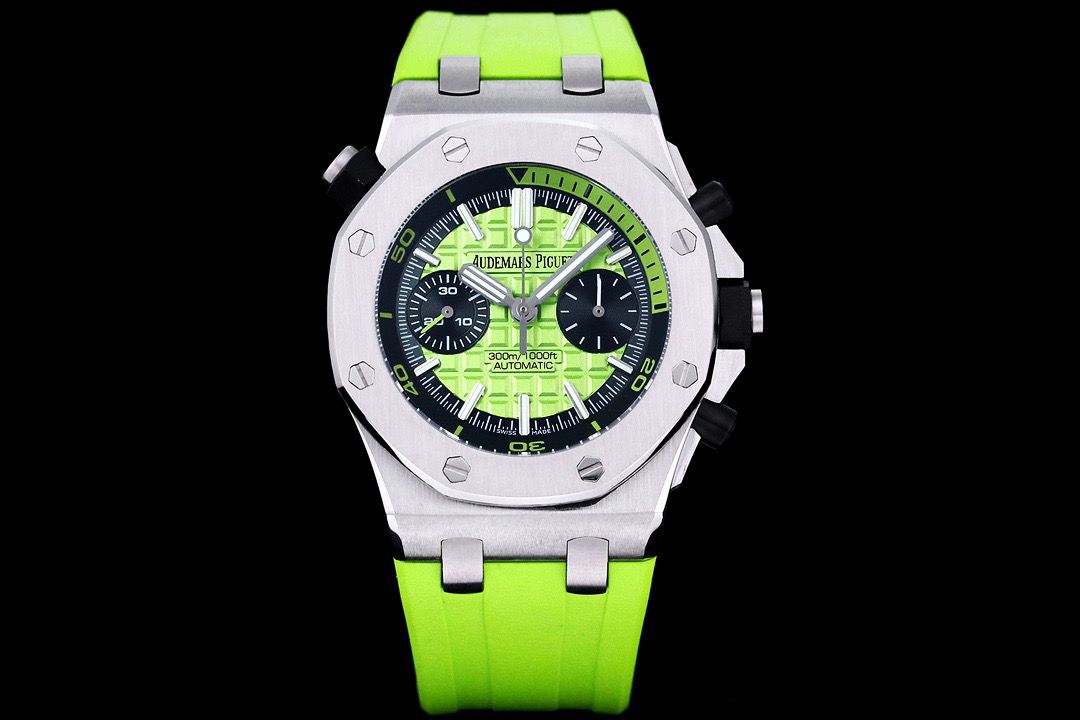 Relógio Cronógrafo Esportivo Mostrador Verde Pulseira Metálica
