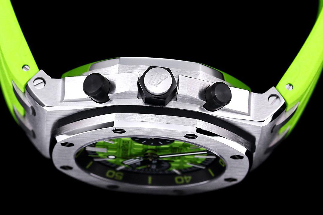 Relógio Cronógrafo Esportivo Mostrador Verde Pulseira Metálica
