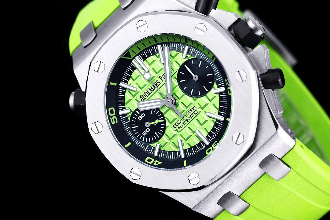 Relógio Cronógrafo Esportivo Mostrador Verde Pulseira Metálica