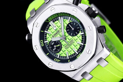 Relógio Cronógrafo Esportivo Mostrador Verde Pulseira Metálica