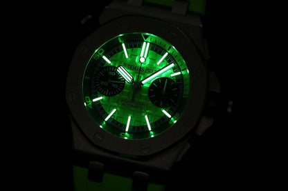 Relógio Cronógrafo Esportivo Mostrador Verde Pulseira Metálica