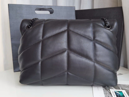 Bolsa Puffer Couro Nappa Média Acolchoada