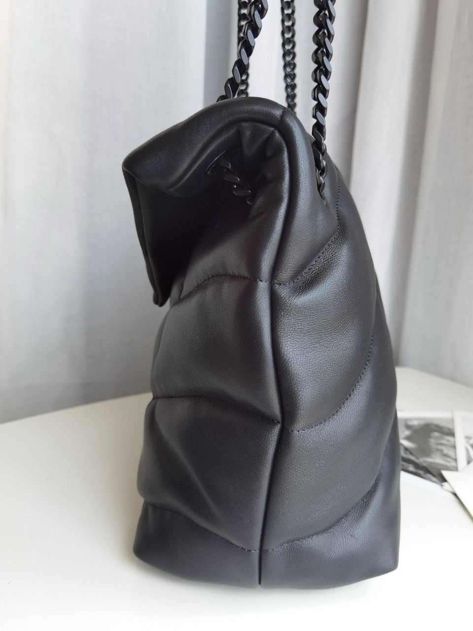 Bolsa Puffer Couro Nappa Média Acolchoada
