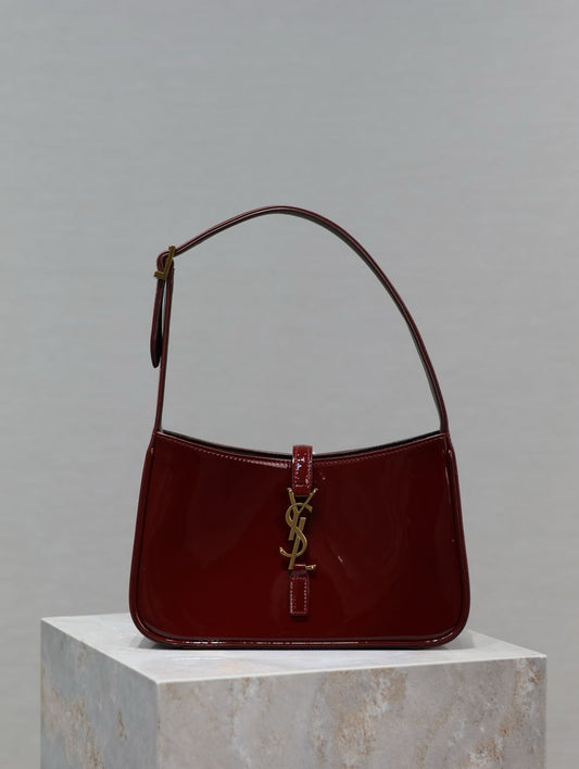 Bolsa Estruturada Couro Envernizado Vermelho Granada Tamanho Mini