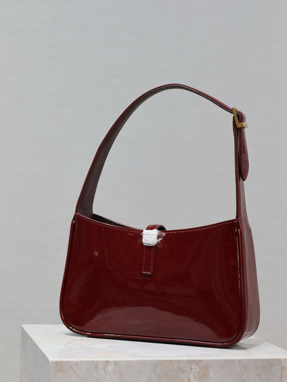 Bolsa Estruturada Couro Envernizado Vermelho Granada Tamanho Mini