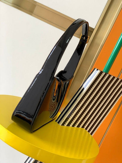 Bolsa Satchel Couro Verniz Preto Pequena