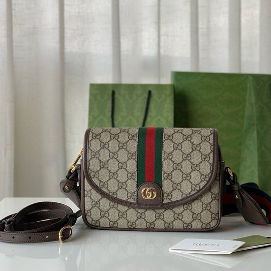 Bolsa Pequena Couro Marrom Bege Letras Entrelaçadas Small