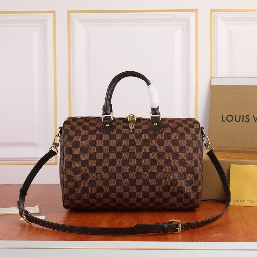 Lv Speedy Bandoulière Damier Ébène