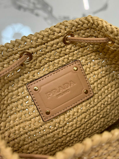 Bolsa Bucket Palha Bege Mini