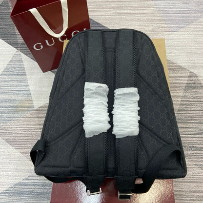 Mochila Média Couro Padrão Letras Entrelaçadas Marrom