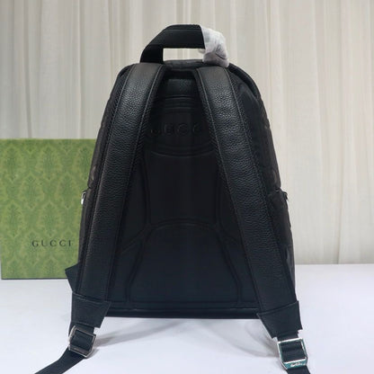 Mochila Média Couro Padrão Letras Entrelaçadas