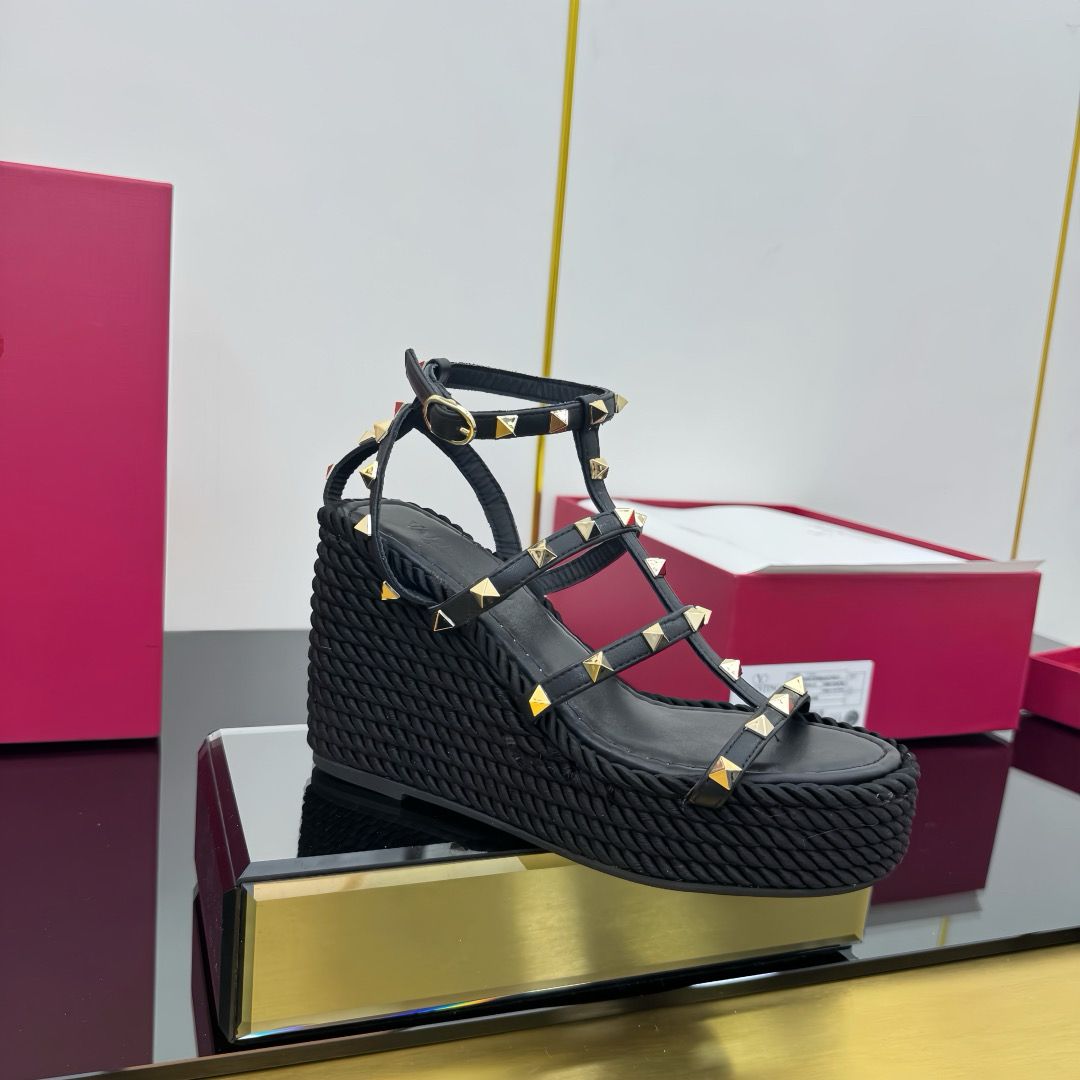 Espadrille Lona Bege Tachas Metálicas 95mm