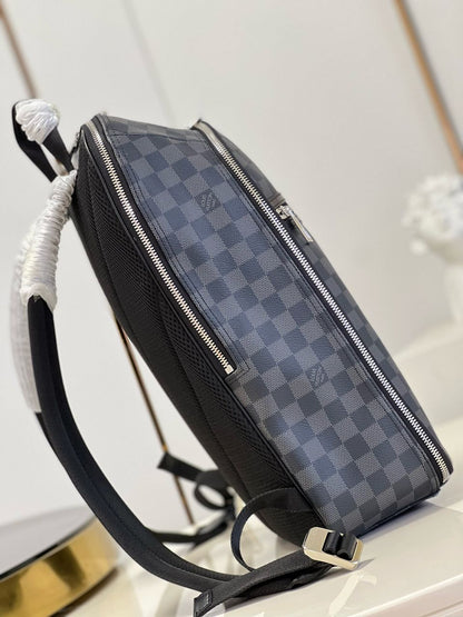 Mochila Padrão Quadriculado Cinza Chumbo