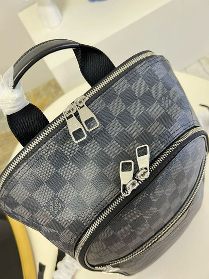 Mochila Padrão Quadriculado Cinza Chumbo