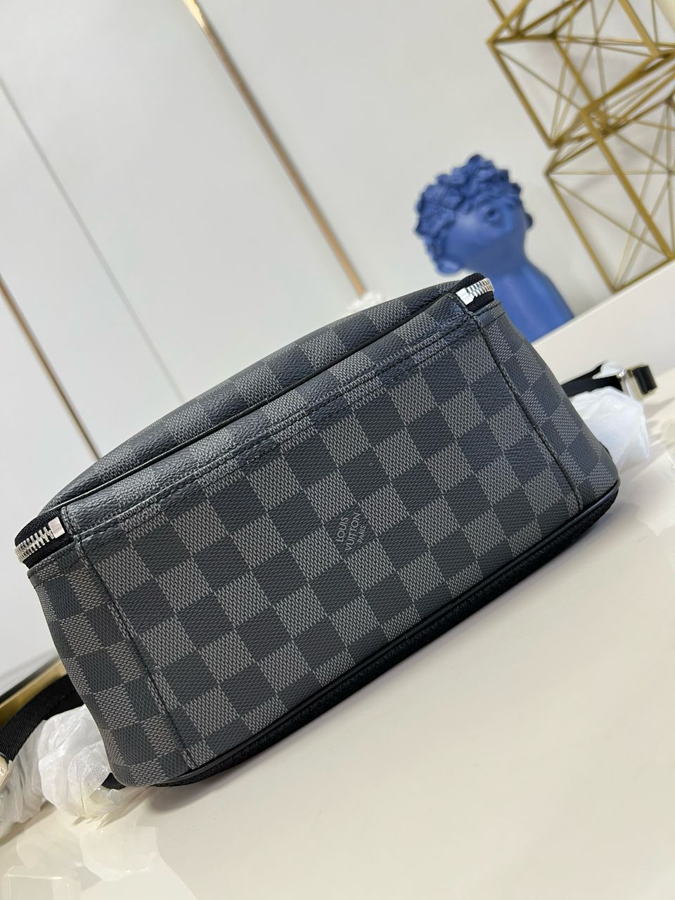 Mochila Padrão Quadriculado Cinza Chumbo