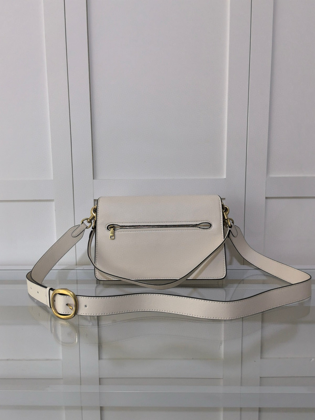 Bolsa Ombro Couro Branco Texturizado