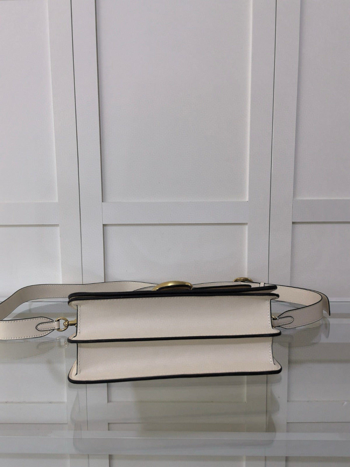 Bolsa Ombro Couro Branco Texturizado