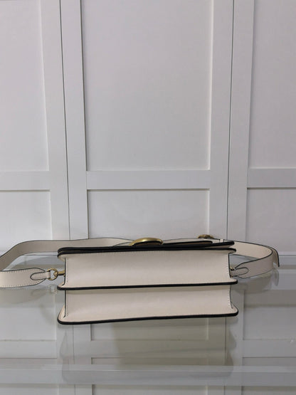 Bolsa Ombro Couro Branco Texturizado