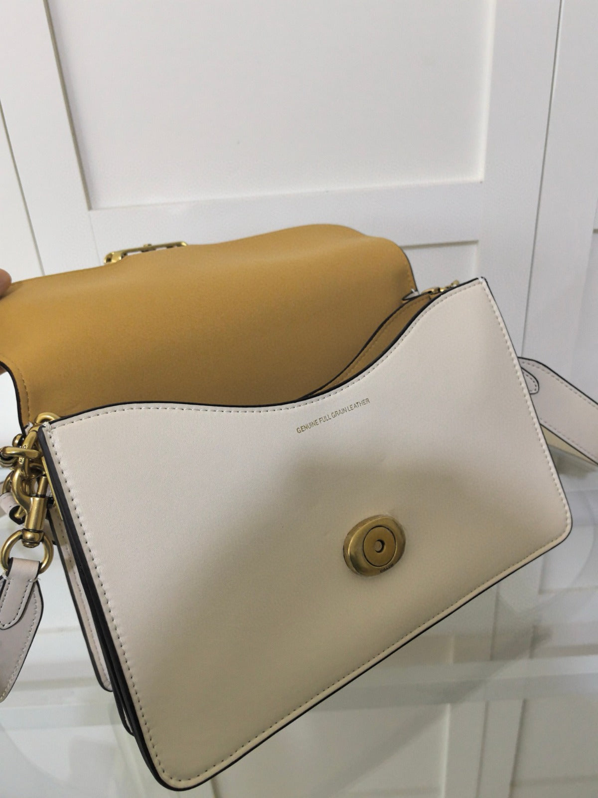 Bolsa Ombro Couro Branco Texturizado