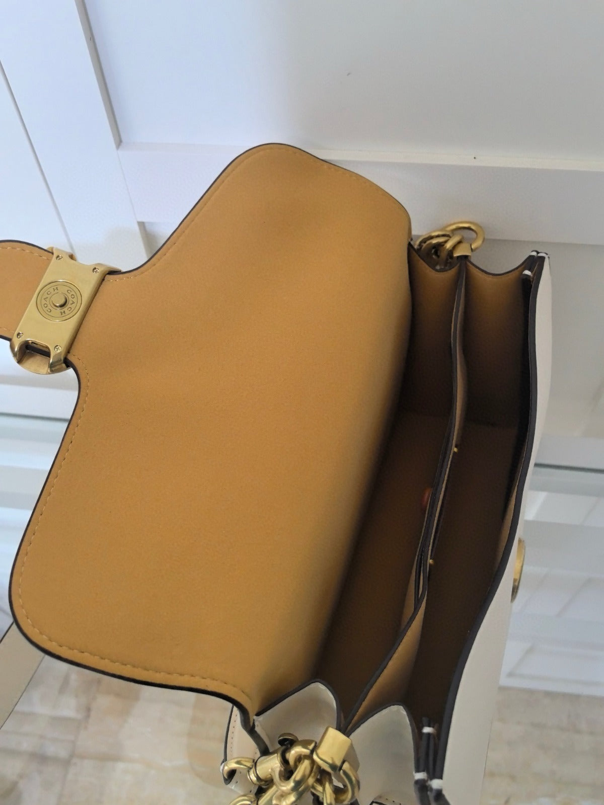 Bolsa Ombro Couro Branco Texturizado