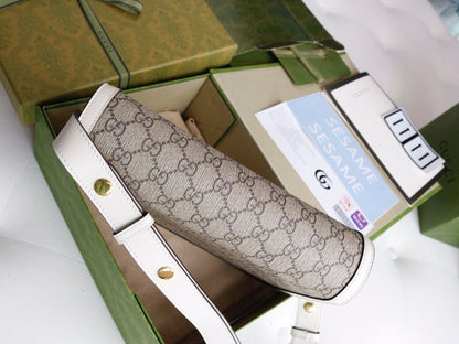 Bolsa Satchel Canvas Padrão Monograma Geométrico Marrom Fecho Ferradura