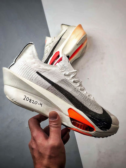 Tênis Running Malha Branco Detalhe Preto e Laranja