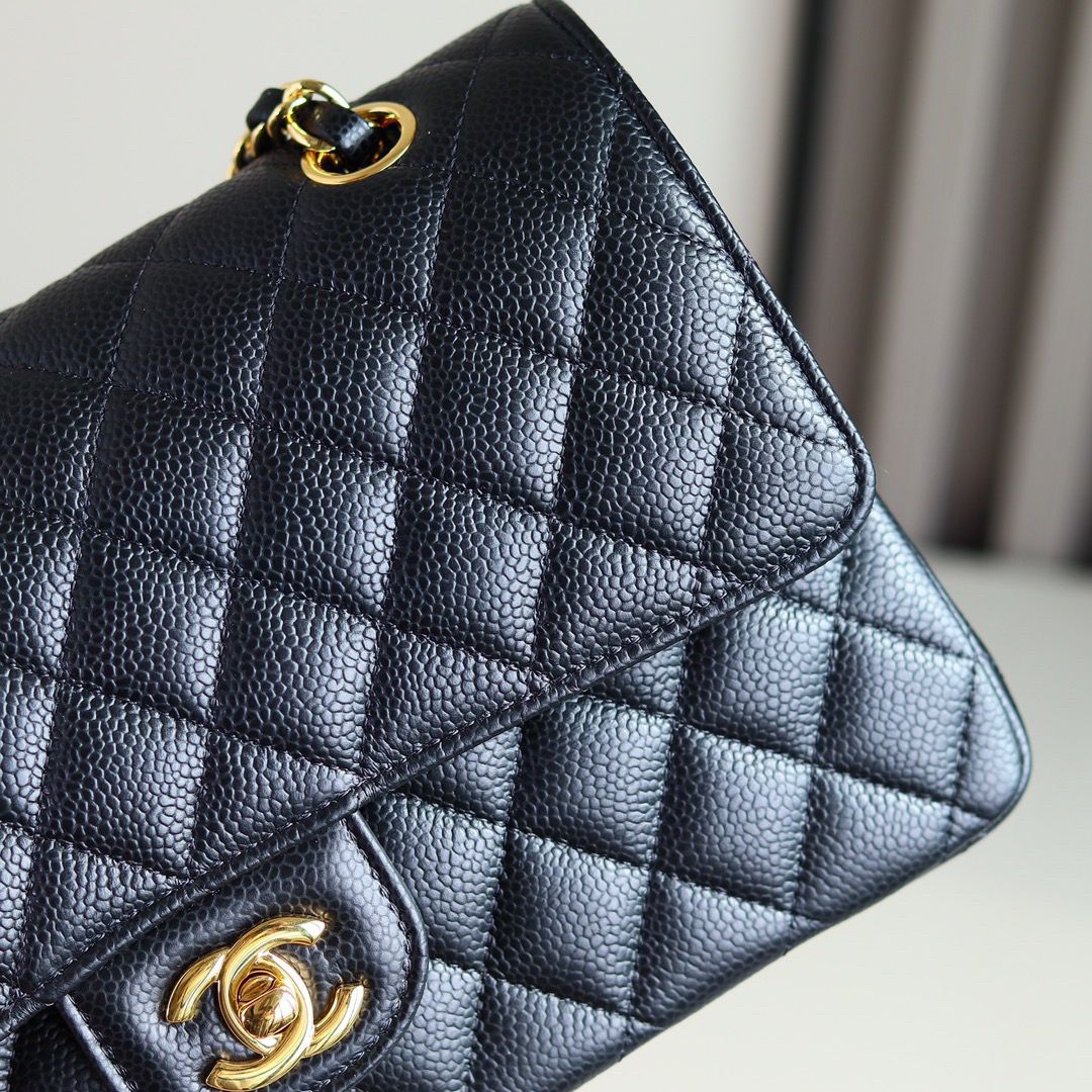 Bolsa Satchel Couro Preto Abas Duplas Corrente