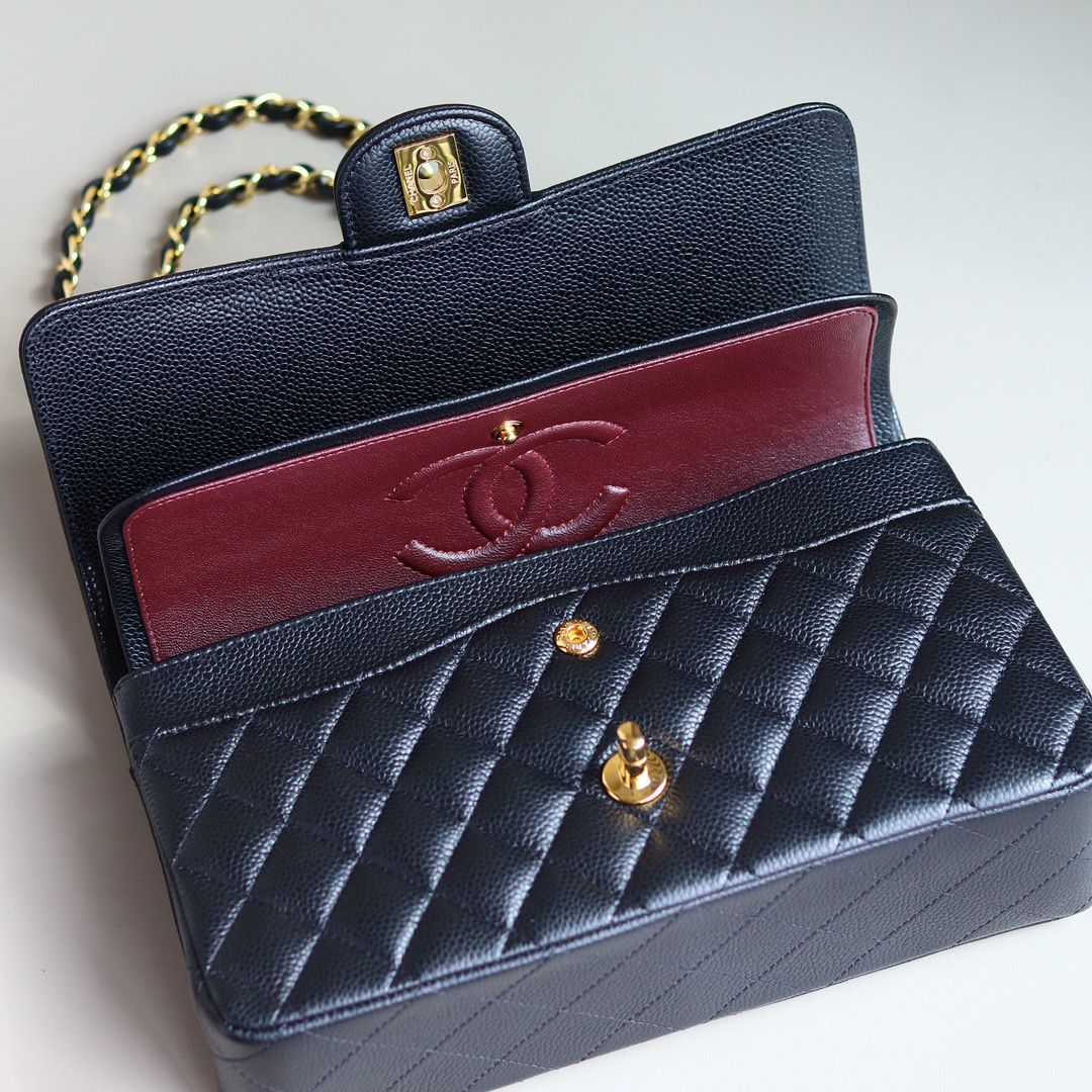 Bolsa Satchel Couro Preto Abas Duplas Corrente