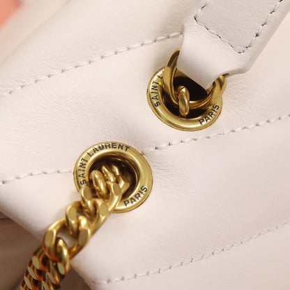 Bolsa Satchel Couro Branco Corrente Dourada