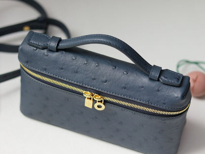 Bolsa Clutch Couro Avestruz Caramelo Bolsos Extras