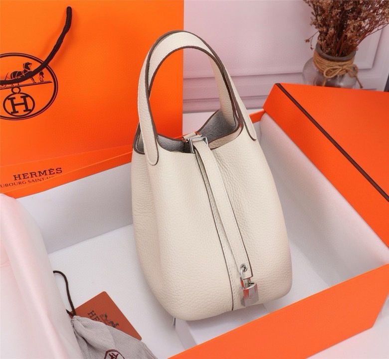 Bolsa Tote Couro Branco Alças Duplas 18cm