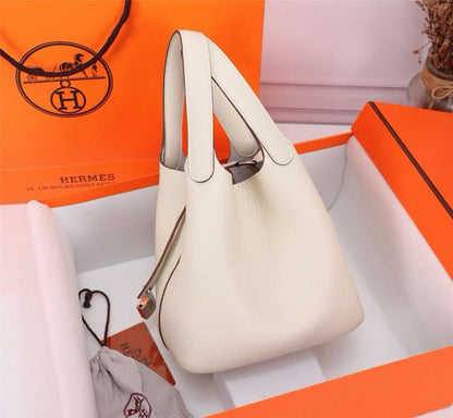Bolsa Tote Couro Branco Alças Duplas 18cm