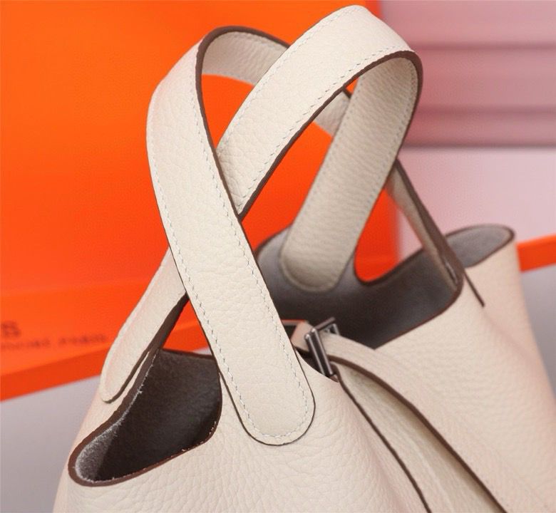 Bolsa Tote Couro Branco Alças Duplas 18cm