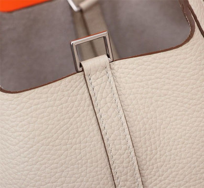 Bolsa Tote Couro Branco Alças Duplas 18cm
