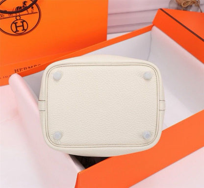 Bolsa Tote Couro Branco Alças Duplas 18cm
