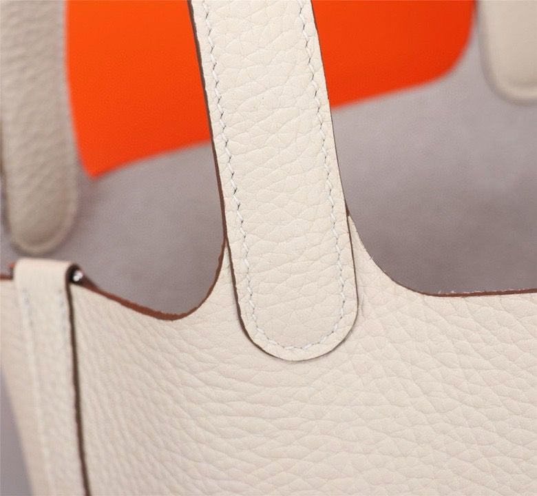 Bolsa Tote Couro Branco Alças Duplas 18cm