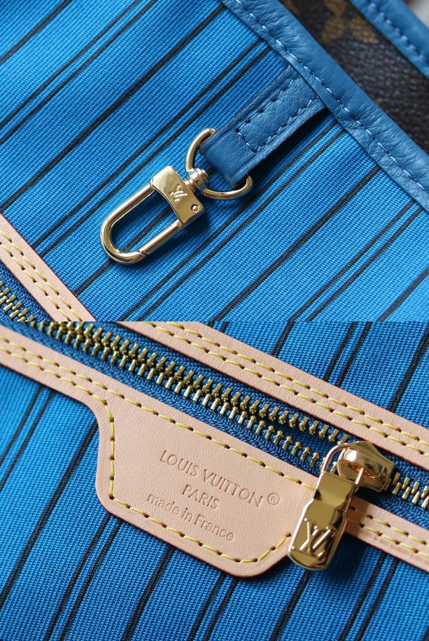 Bolsa Tote Couro Padrão Monograma Geométrico Azul Gaston com Alça Ajustável