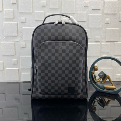 Mochila Padrão Xadrez Cinza Grafite