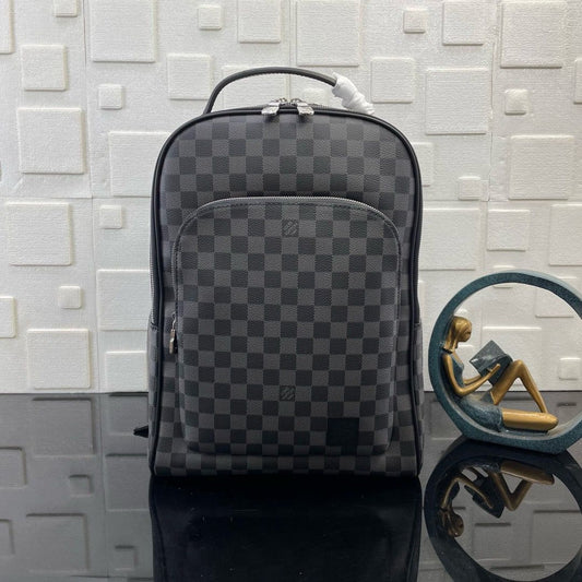 Mochila Padrão Xadrez Cinza Grafite