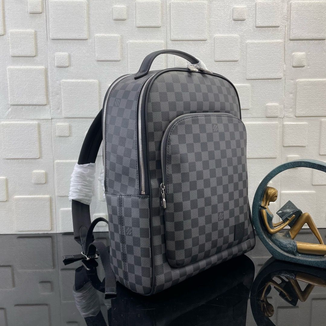 Mochila Padrão Xadrez Cinza Grafite