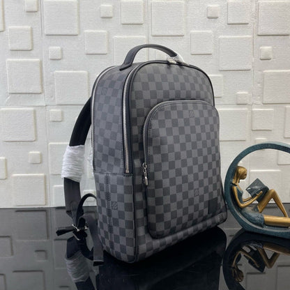 Mochila Padrão Xadrez Cinza Grafite