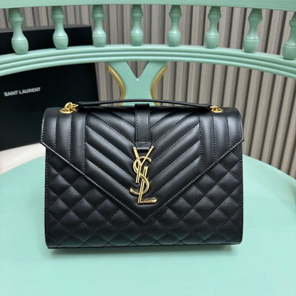 Bolsa Envelope Couro Preto