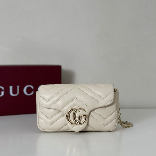 Bolsa Mini Couro Branco Letras Entrelaçadas