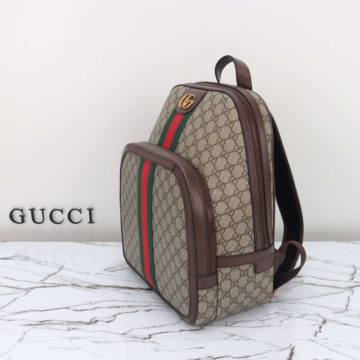 Mochila Couro Padrão Entrelaçado Marrom Medium