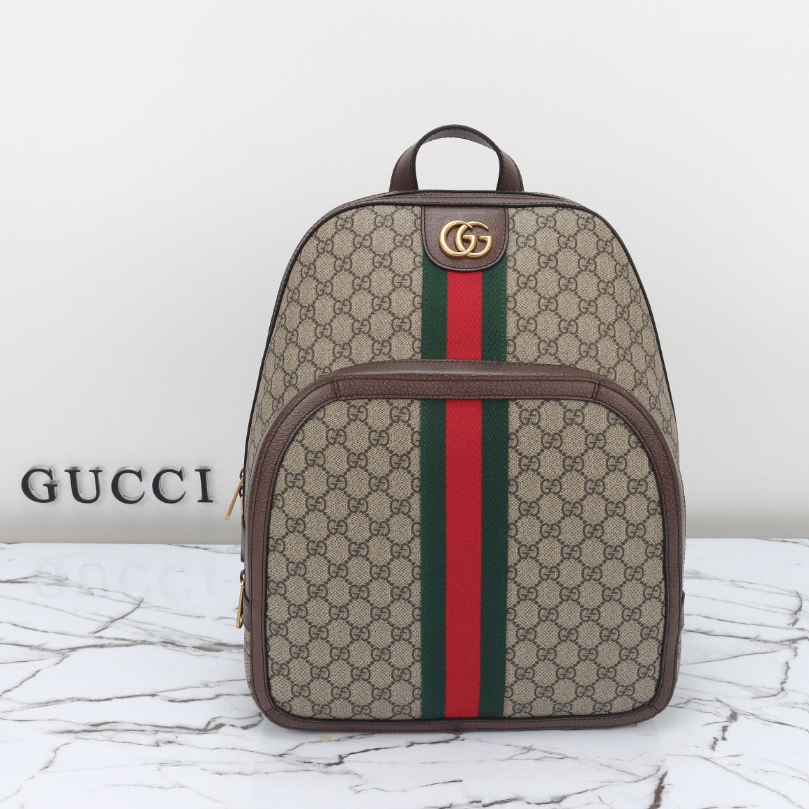 Mochila Couro Padrão Entrelaçado Marrom Medium